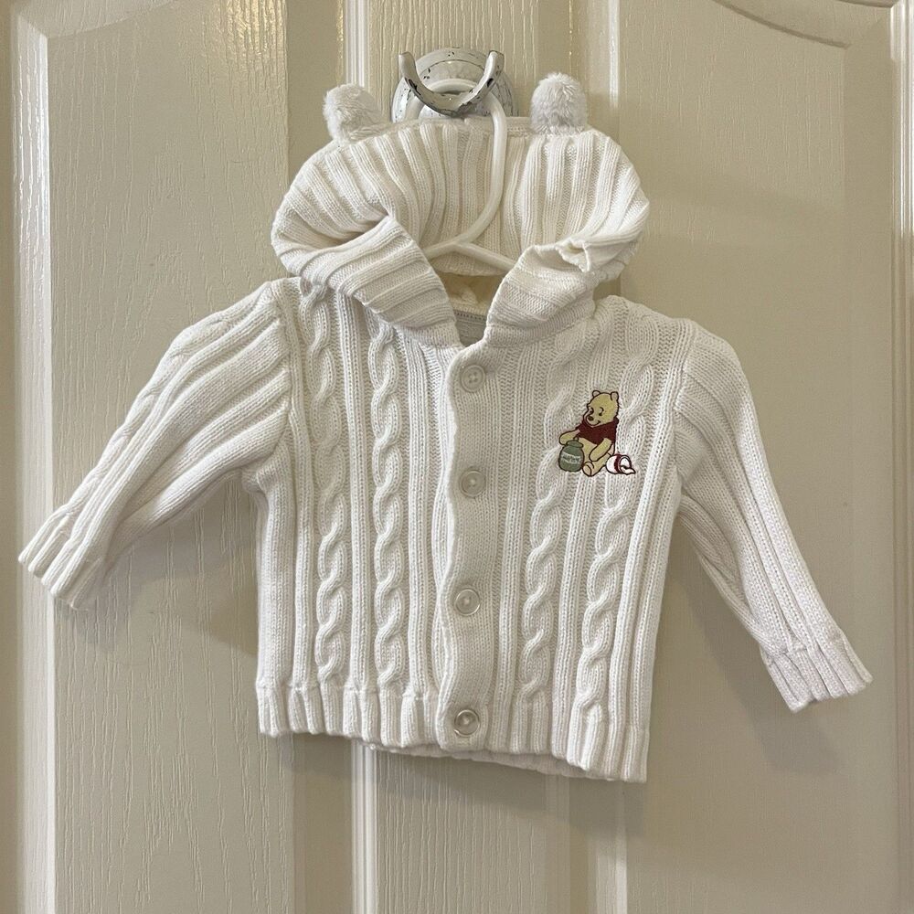Walt Disney Collection Winnie the Pooh Cable Knit Cardigan Small 8.5 - 12 lbs